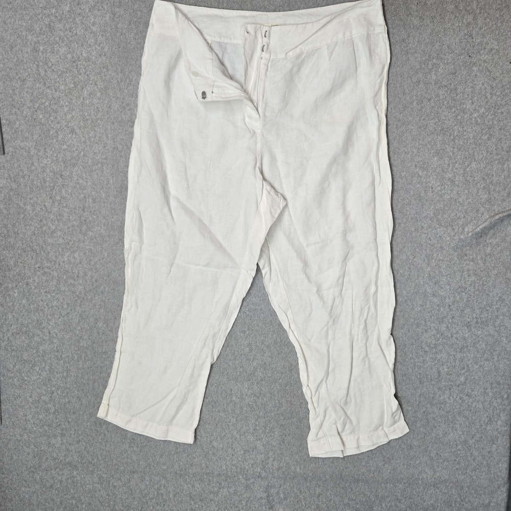 EILEEN FISHER Women Pants 36 White Cropped Coastal Beach 23" Inseam